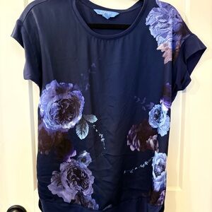 Simply Vera Floral Print Navy Blue Women's Top
